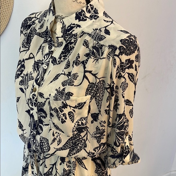 AGACI | Women’s Navy and Cream High Collar Long Sleeve Romper Size Medium - Picture 5 of 8